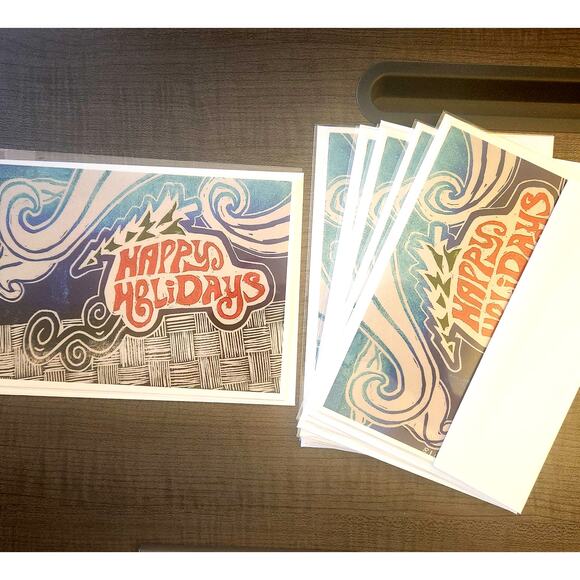 Happy Holidays Car 5"x7" Greeting Cards Set of 6 Acid Free Card Stock Art Print - Picture 5 of 7